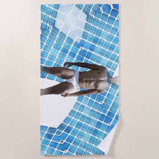 SlipperyJoeの男性の下着6パック胸abs男性 ビーチタオル (正面)