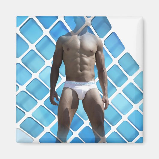 SlipperyJoeの男性の下着6パック胸abs男性 マグネット (正面)