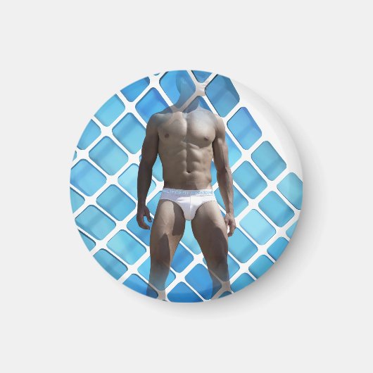 SlipperyJoeの男性の下着6パック胸abs男性 マグネット (正面)