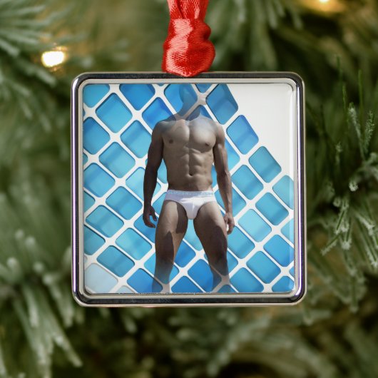 SlipperyJoeの男性の下着6パック胸abs男性 メタルオーナメント (ツリー)