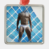 SlipperyJoeの男性の下着6パック胸abs男性 メタルオーナメント (正面)