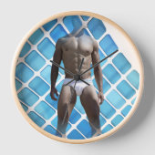 SlipperyJoeの男性の下着6パック胸abs男性 壁時計 (正面)