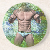 SlipperyJoeの白い筋肉質のセクシーな男性スピードブラック コースター (正面)