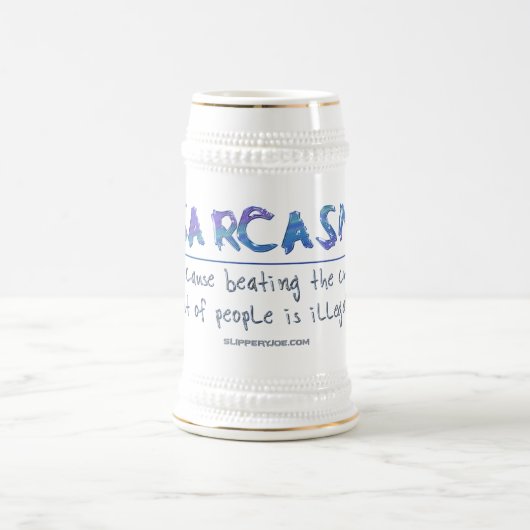 SlipperyJoeの皮肉が違法なスローガンを打ち負おもしろいかす ビールジョッキ (中央)