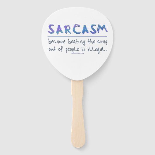 SlipperyJoeの皮肉スローガンおもしろいことわざよくはしゃぐ ハンドファン (裏面)