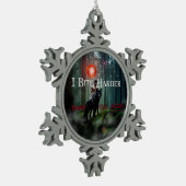 SlipperyJoeの神秘的なハロウィーン – スタイルの雰囲気 スノーフレークピューターオーナメント (左)