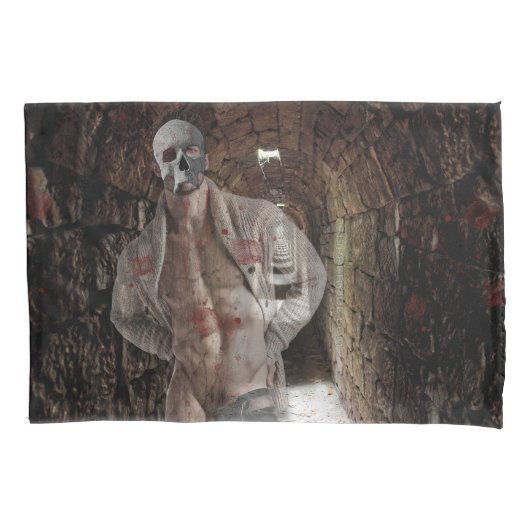 SlipperyJoeの筋肉の幽霊石の薄暗い点灯のトンネル 枕カバー (正面)