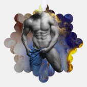 SlipperyJoeの筋肉質な男の体型は蒸し暑いシャトル オーナメントカード (裏面)