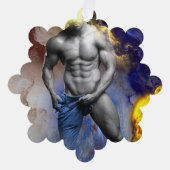 SlipperyJoeの筋肉質な男の体型は蒸し暑いシャトル オーナメントカード (正面)