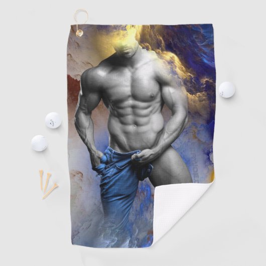 SlipperyJoeの筋肉質な男の体型は蒸し暑いシャトル ゴルフタオル (インサイチュ)