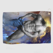 SlipperyJoeの筋肉質な男の体型は蒸し暑いシャトル ゴルフタオル (横)