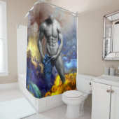 SlipperyJoeの筋肉質な男の体型は蒸し暑いシャトル シャワーカーテン (インサイチュ)