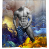 SlipperyJoeの筋肉質な男の体型は蒸し暑いシャトル シャワーカーテン (正面)