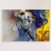 SlipperyJoeの筋肉質な男の体型は蒸し暑いシャトル ジグソーパズル (横)