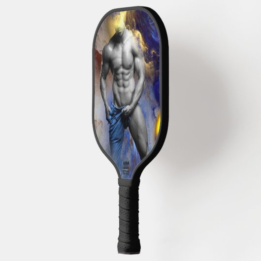 SlipperyJoeの筋肉質な男の体型は蒸し暑いシャトル ピックルボールラケット (左)