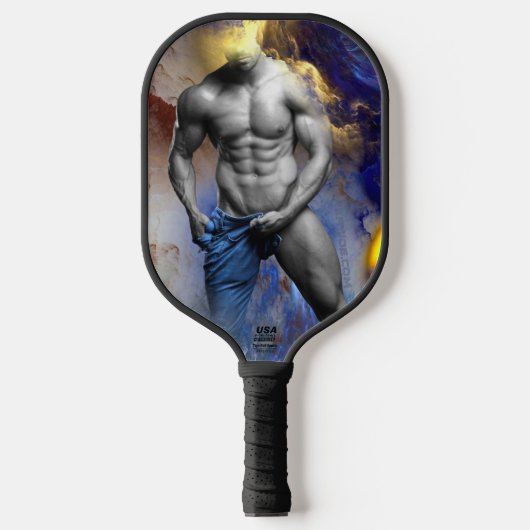 SlipperyJoeの筋肉質な男の体型は蒸し暑いシャトル ピックルボールラケット (正面)