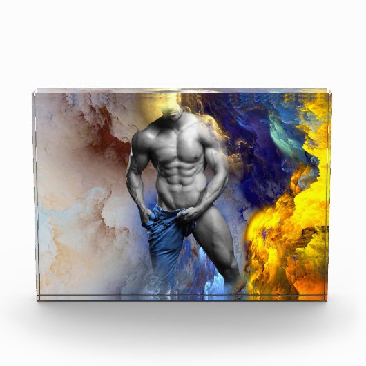 SlipperyJoeの筋肉質な男の体型は蒸し暑いシャトル フォトブロック (正面)