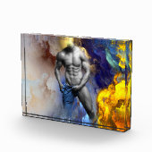 SlipperyJoeの筋肉質な男の体型は蒸し暑いシャトル フォトブロック (右)