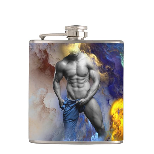 SlipperyJoeの筋肉質な男の体型は蒸し暑いシャトル フラスク (正面)