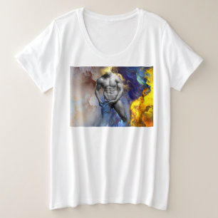 SlipperyJoeの筋肉質な男の体型は蒸し暑いシャトル プラスサイズTシャツ