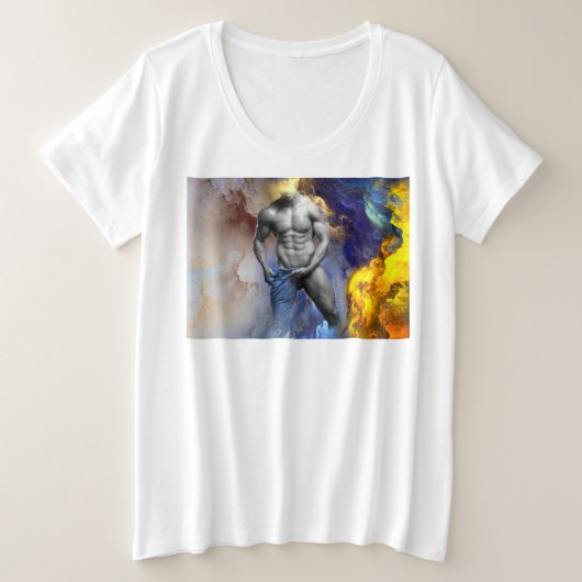 SlipperyJoeの筋肉質な男の体型は蒸し暑いシャトル プラスサイズTシャツ (デザイン正面)