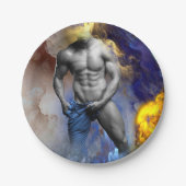 SlipperyJoeの筋肉質な男の体型は蒸し暑いシャトル ペーパープレート (正面)