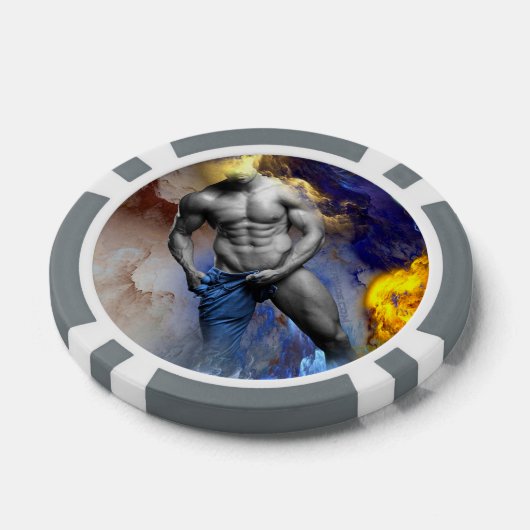 SlipperyJoeの筋肉質な男の体型は蒸し暑いシャトル ポーカーチップ (シングル)