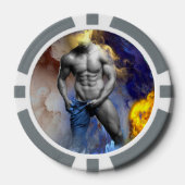 SlipperyJoeの筋肉質な男の体型は蒸し暑いシャトル ポーカーチップ (正面)