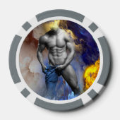 SlipperyJoeの筋肉質な男の体型は蒸し暑いシャトル ポーカーチップ (裏面)