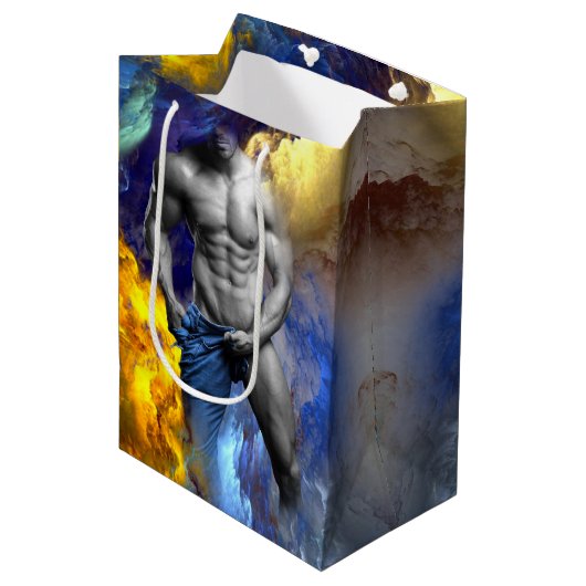 SlipperyJoeの筋肉質な男の体型は蒸し暑いシャトル ミディアムペーパーバッグ (正面アングル)