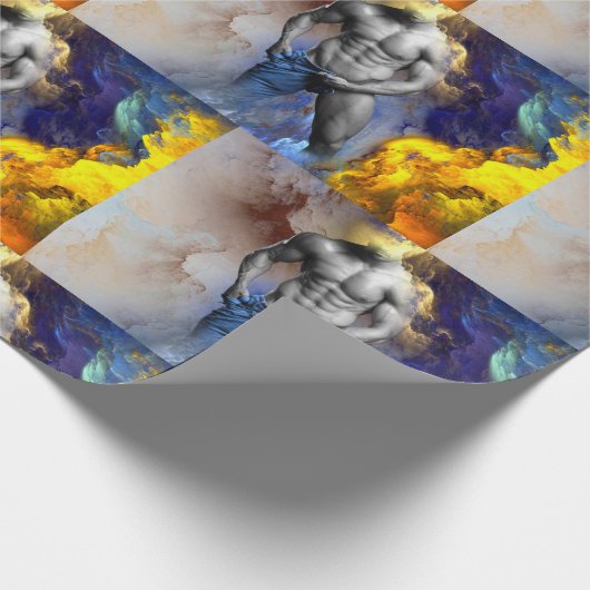 SlipperyJoeの筋肉質な男の体型は蒸し暑いシャトル ラッピングペーパー (角)