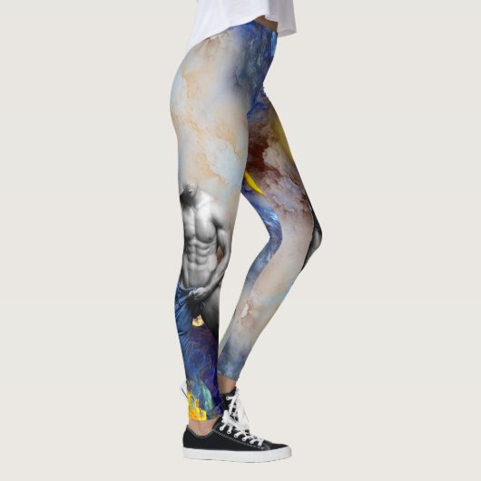 SlipperyJoeの筋肉質な男の体型は蒸し暑いシャトル レギンス (右)