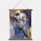 SlipperyJoeの筋肉質な男の体型は蒸し暑いシャトル 吊り下げ型タペストリー (正面)