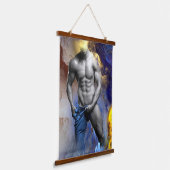 SlipperyJoeの筋肉質な男の体型は蒸し暑いシャトル 吊り下げ型タペストリー (傾斜あり)