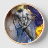 SlipperyJoeの筋肉質な男の体型は蒸し暑いシャトル 壁時計 (正面)