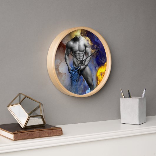 SlipperyJoeの筋肉質な男の体型は蒸し暑いシャトル 壁時計 (オフィス)