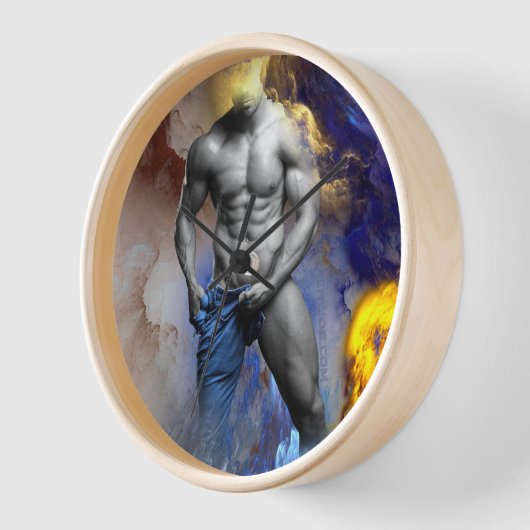 SlipperyJoeの筋肉質な男の体型は蒸し暑いシャトル 壁時計 (傾斜)