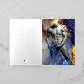 SlipperyJoeの筋肉質な男の体型は蒸し暑いシャトル 箔グリーティングカード (外側レイダウン)