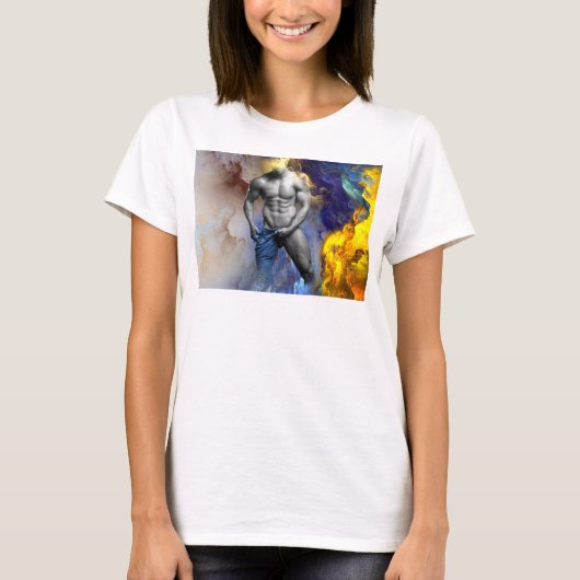 SlipperyJoeの筋肉質な男の体型は蒸し暑いシャトル Tシャツ (正面)