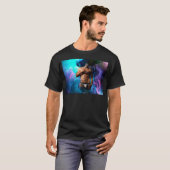 SlipperyJoeの筋肉質な男性の下着の膨らみ コズミック Tシャツ (正面フル)