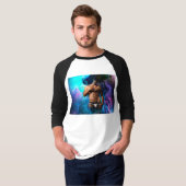 SlipperyJoeの筋肉質な男性の下着の膨らみ コズミック Tシャツ (正面フル)