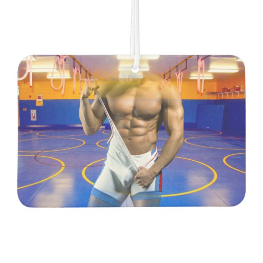 SlipperyJoeの筋肉質な男性は6パックのジムのトレーニングを膨らませる カーエアーフレッシュナー (正面)