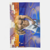 SlipperyJoeの筋肉質な男性は6パックのジムのトレーニングを膨らませる キッチンタオル (縦)