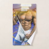 SlipperyJoeの筋肉質な男性は6パックのジムのトレーニングを膨らませる バスタオルセット (ハンドタオル)