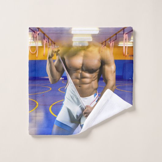 SlipperyJoeの筋肉質な男性は6パックのジムのトレーニングを膨らませる バスタオルセット (ウォッシュタオル)