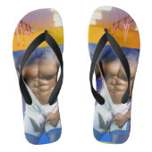 SlipperyJoeの筋肉質な男性は6パックのジムのトレーニングを膨らませる ビーチサンダル (フットベッド)