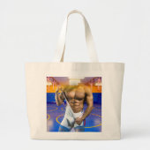 SlipperyJoeの筋肉質な男性は6パックのジムのトレーニングを膨らませる ラージトートバッグ (正面)