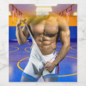 SlipperyJoeの筋肉質な男性は6パックのジムのトレーニングを膨らませる ワインラベル (シングルラベル)