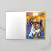 SlipperyJoeの筋肉質な男性は6パックのジムのトレーニングを膨らませる 箔グリーティングカード (外側レイダウン)