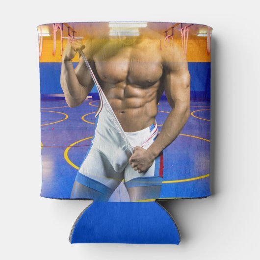 SlipperyJoeの筋肉質な男性は6パックのジムのトレーニングを膨らませる 缶クーラー (裏面)